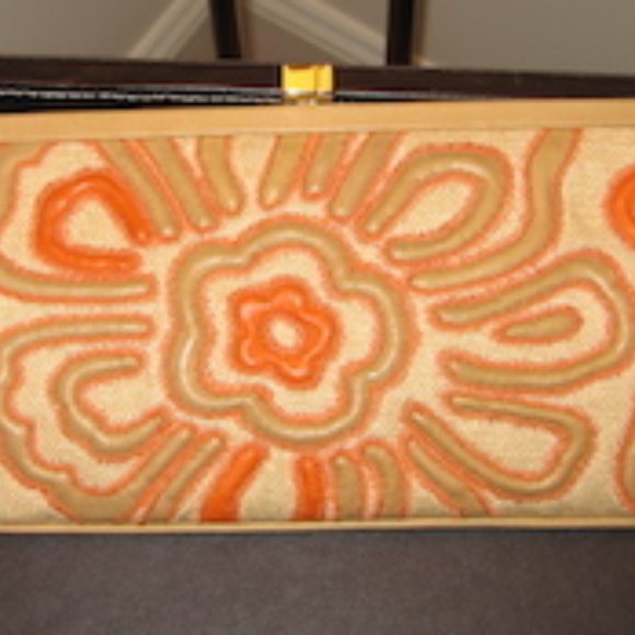 LAMBERSTON TRUEX-TAN & ORANGE LEATHER FLOWER MOTIF - Picture 2 of 6